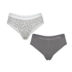 Skims Panties Bundle - Cotton Logo Hipster Snow Leopard & Dark Heather Grey